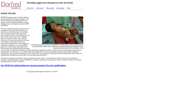 Screenshot of the The Dorfred Charitable Trust website