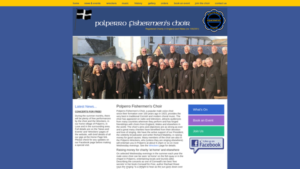 Screenshot of the The Polperro Fishermens Choir website