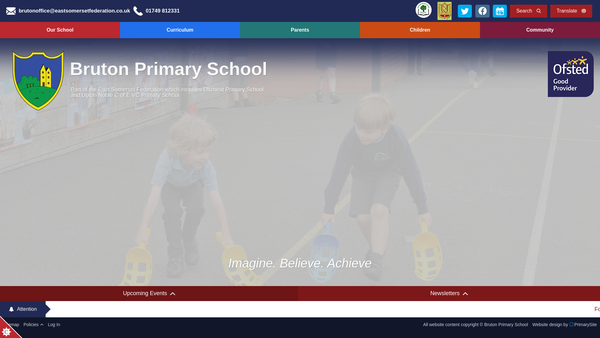 Screenshot of the Bruton Primary School Psa website