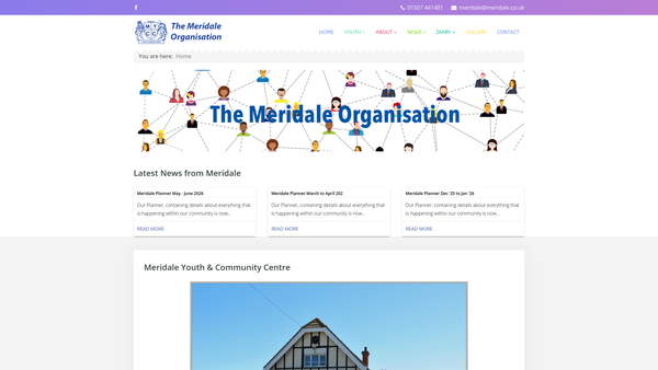 Screenshot of the The Meridale Organisation website