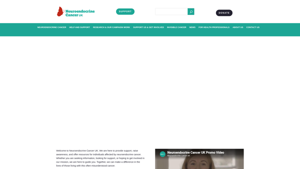 Screenshot of the Neuroendocrine Cancer UK website