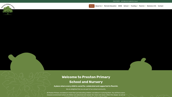 Screenshot of the Preston Primary School PTA website