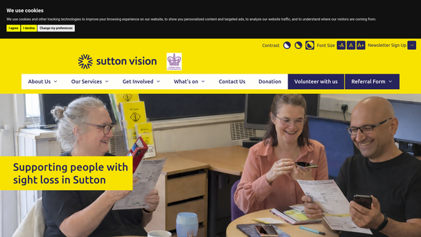 Screenshot of the Sutton Vision website