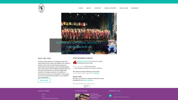 Screenshot of the Horsley Choral Society website