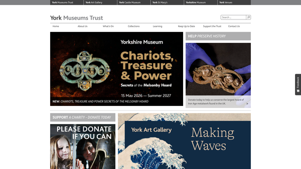 Screenshot of the York Museum & Gallery Trust website