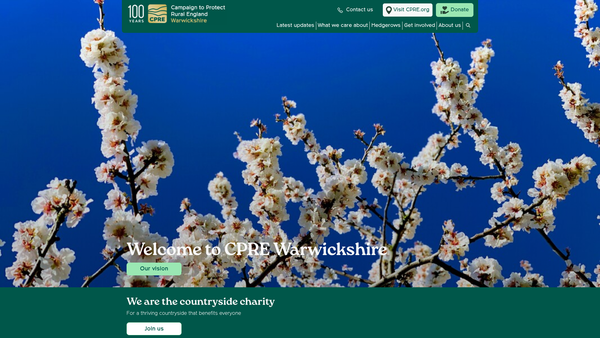 Screenshot of the The Campaign To Protect Rural England - Warwickshire website