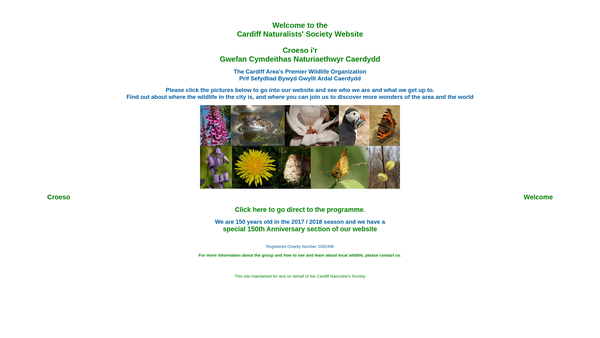 Screenshot of the Cardiff Naturalists Society website