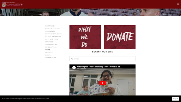 Screenshot of the Northampton Town FC Community Trust website