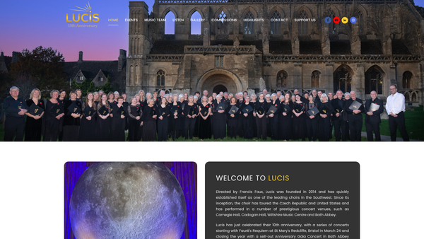 Screenshot of the Lucis Choir website