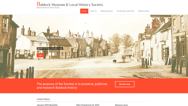 Screenshot of the Baldock Museum And Local History Society website