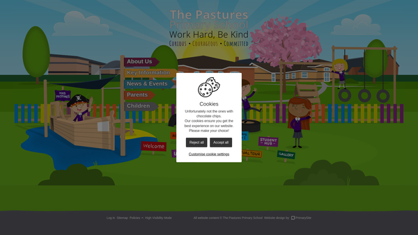 Screenshot of the The Pastures Cp School Private Fund website