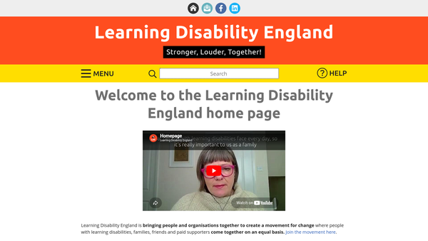 Screenshot of the Learning Disability England website
