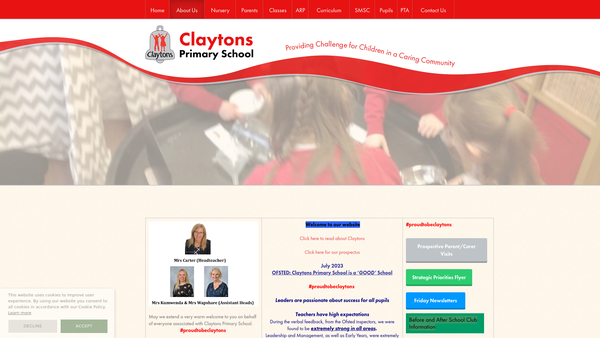 Screenshot of the Claytons Combined School Fund website