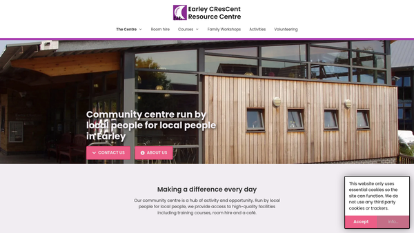 Screenshot of the Earley Crescent Community Association website