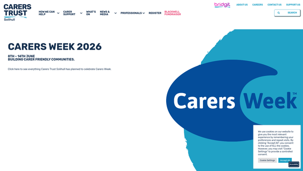 Screenshot of the Solihull Carers Centre website