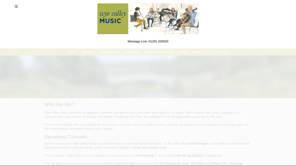 Screenshot of the St Briavels Music Society website