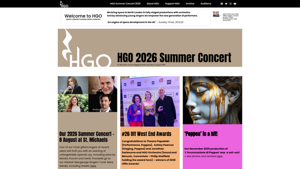 Screenshot of the Hampstead Garden Opera Trust website