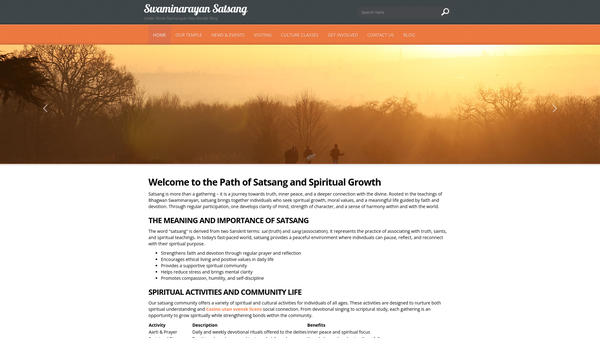 Screenshot of the Shree Swaminarayan Satsang (S.s.s) website
