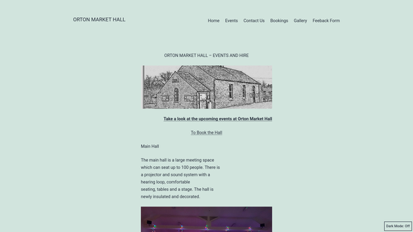 Screenshot of the Orton Market Hall website