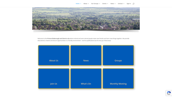 Screenshot of the Princes Risborough & District University Of The Third Age website