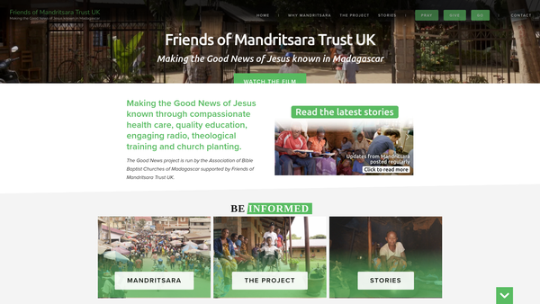 Screenshot of the Friends Of Mandritsara Trust website
