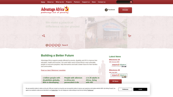 Screenshot of the Advantage Africa website