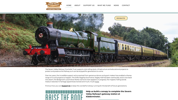 Screenshot of the Severn Valley Railway Charitable Trust Limited website