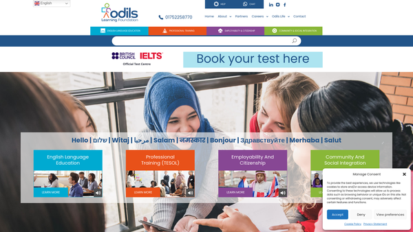 Screenshot of the Open Doors International Language School website