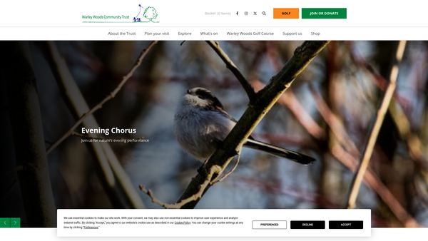 Screenshot of the Warley Woods Community Trust Limited website