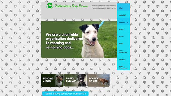 Screenshot of the Rotherham Dog Rescue website
