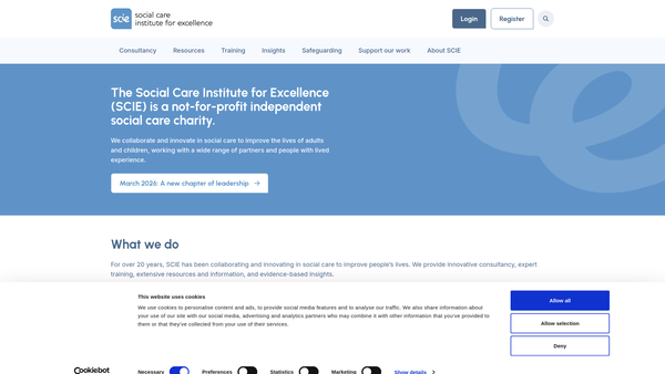Screenshot of the Social Care Institute For Excellence website