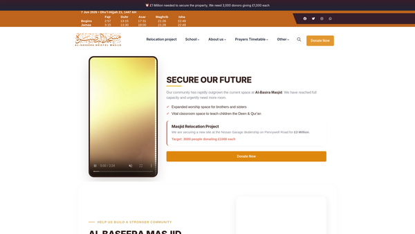 Screenshot of the Al-Baseera Bristol Centre website