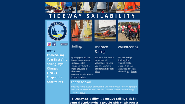 Screenshot of the Tideway Sailability website