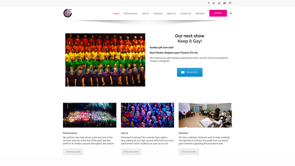 Screenshot of the London Gay Mens Chorus (Lgmc) website
