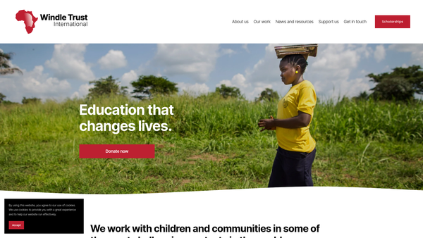 Screenshot of the Windle Trust International website