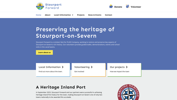 Screenshot of the Stourport On Severn Civic Society website