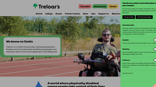 Screenshot of the Treloar Trust website