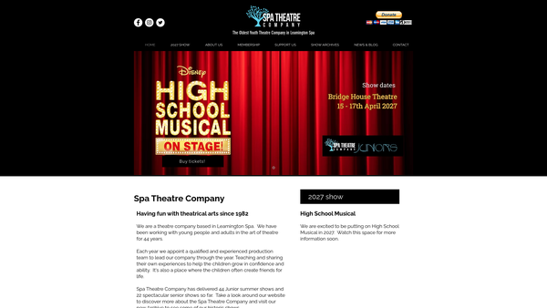 Screenshot of the Spa Theatre Company website