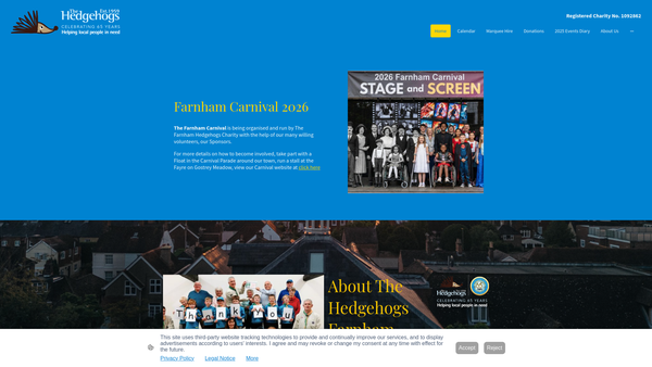 Screenshot of the The Hedgehogs website