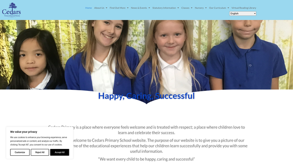 Screenshot of the Cedars Primary School Fund website