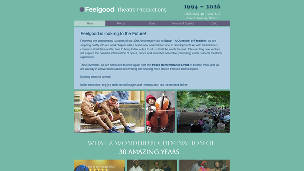 Screenshot of the Feelgood Theatre Productions website
