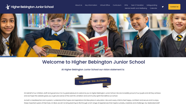 Screenshot of the Higher Bebington Junior School Home And School Association website