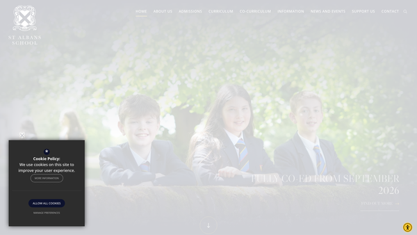 Screenshot of the St Albans School website