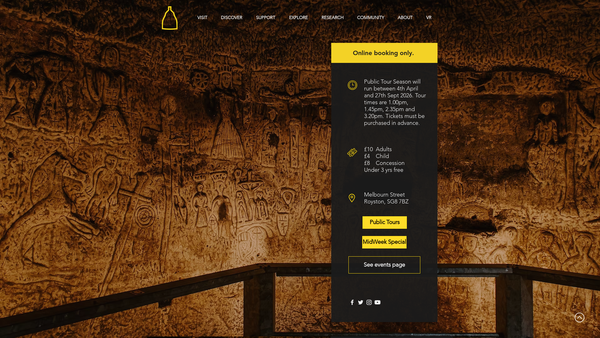 Screenshot of the Royston Cave Trust Fund website
