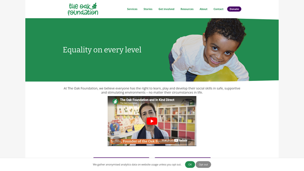Screenshot of the The Oak Foundation website