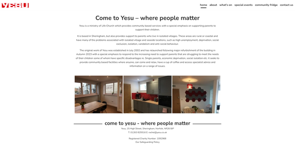 Screenshot of the Yesu website