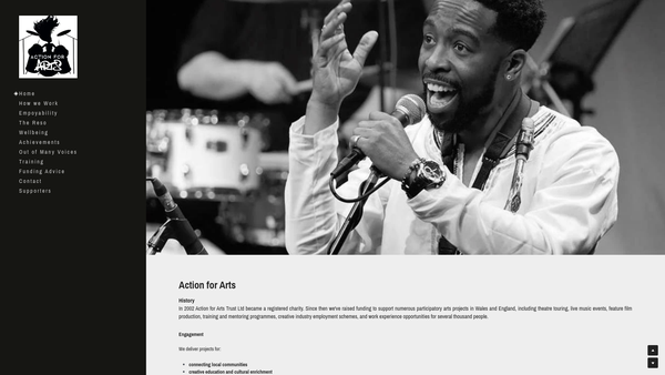Screenshot of the Action For Arts Trust Ltd website
