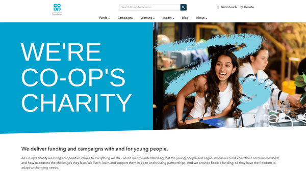 Screenshot of the Co-Operative Community Investment Foundation website