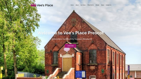 Screenshot of the Vee's Place website