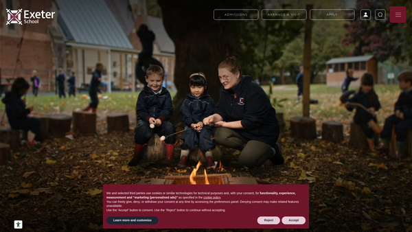 Screenshot of the Exeter School website